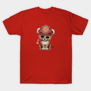 Cute Lion Cub Firefighter T-Shirt